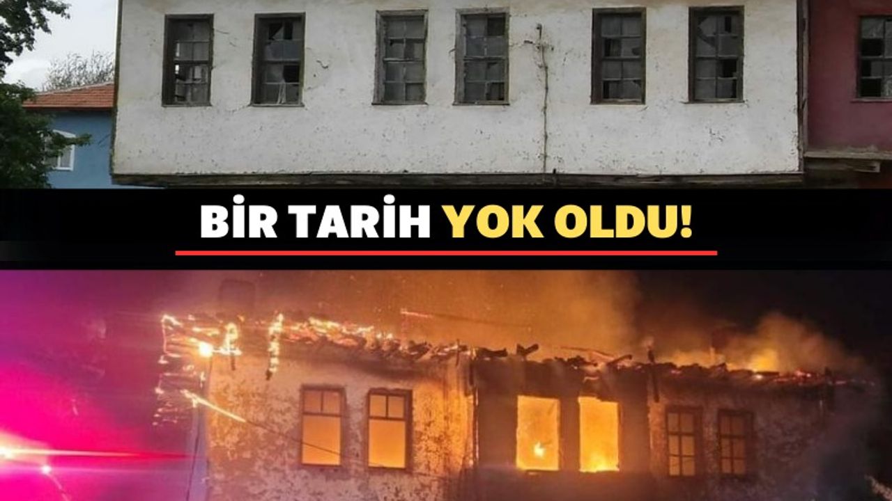 Uşak’ta bir tarihi ev yanarak kül oldu