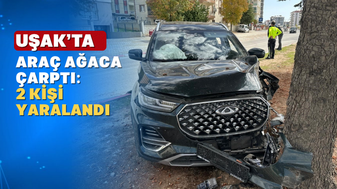 Uşak’ta kontrolden çıkan araç ağaca çarptı