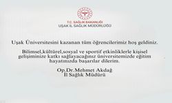 İl Sağlık Müdürü, Uşak Üniversitesini kazanan öğrencilere hoş geldiniz dedi