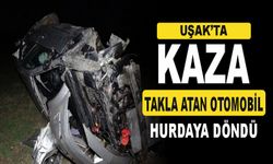 Takla atan otomobil hurdaya döndü; 2 yaralı