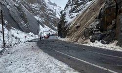 Hakkari-Van kara yoluna kayalar  düşmeye başladı