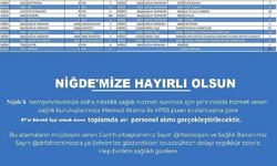 Sağlık Bakanlığı Niğde için personel alımı yapacak