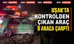 Uşak'ta Feci Kaza  Kontrolden Çıkan Araç 9 Araca Çarptı..!
