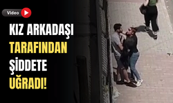 Genç kız sevgilisini fena patakladı! O anlar kamerada