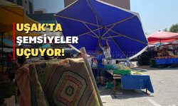 Uşak Pazar esnafının sınavı: Uçan şemsiyeler!