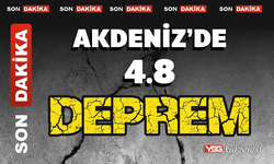 Akdeniz’de 4.8 büyüklüğünde deprem