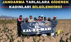 Uşak jandarması tarlada çalışan kadınları bilgilendirdi