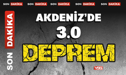 Akdeniz’de 3.0 büyüklüğünde deprem