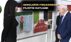 Uşak Üniversitesi öğrencileri resimlerle Filistin katliamını anlattı