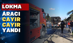 İzmir-Uşak Karayolunda seyir halindeki mobil lokma aracı yandı