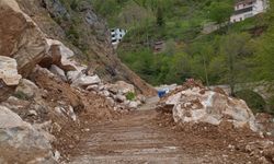 Heyelan nedeniyle kapanan yol kontrollü olarak ulaşıma açıldı