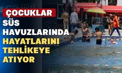 Uşak’ta çocuklar serinlemek için tehlikeli bir yol seçiyor
