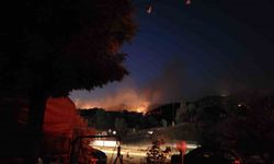 Yangını söndürme çalışmalarına gece görüşlü helikopterler havadan destek veriyor