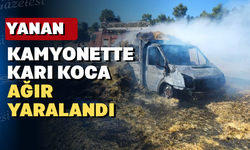 Uşak'ta saman yüklü kamyonet cayır cayır yandı
