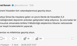 "Depremi hisseden tüm vatandaşlarımıza geçmiş olsun"