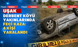 Uşak’ta kontrolden çıkan araç şarampole devrildi