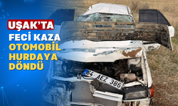 Uşak’ta kontrolden çıkan otomobil tarlaya düştü