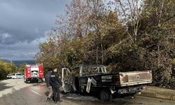 Seyir halindeki kamyonet alevlere teslim oldu