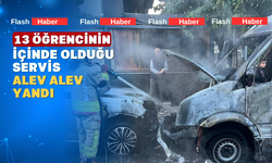 Panik Dolu Anlar: Öğrenci Servisi Yandı