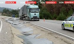 Uşak’ta koca tır yolun karşısına geçti