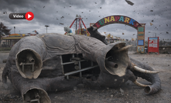 Uşak’taki fırtına fili bile uçurdu