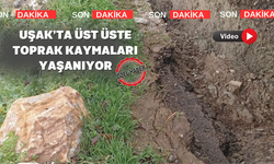 Uşak’ta bir köy yolu daha yağışlardan dolayı kaydı