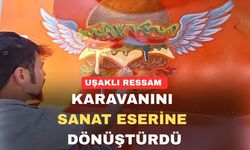 Uşaklı ressam karavanı sanat eserine dönüştürdü