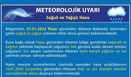 Uşak Valiliği soğuk ve yağışlı hava için vatandaşlara  uyarıda bulundu. soğuk ve yağışlı havalar ne zaman?