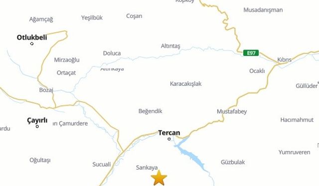 Erzincan'da 2.9 büyüklüğünde deprem meydana geldi