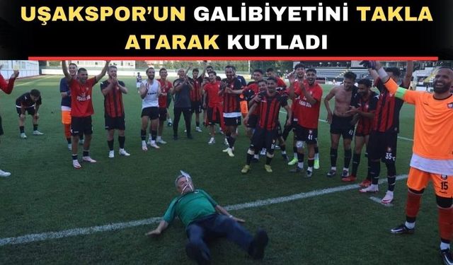 Uşakspor galip gelince meşhur taklasını attı