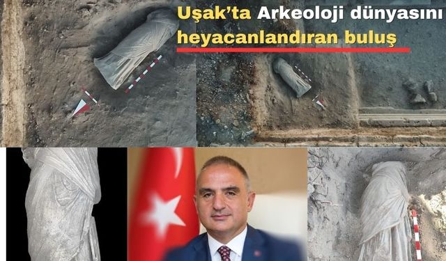 Uşak Blaundus’ta bulunan heykel Bakan Ersoy’u sevindirdi