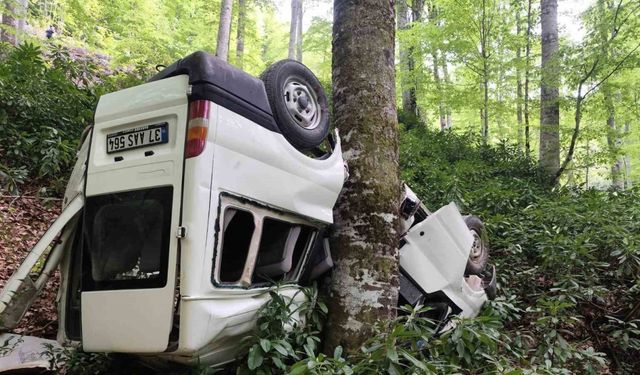 Minibüs ormanlık alana yuvarlandı: 10 yaralı