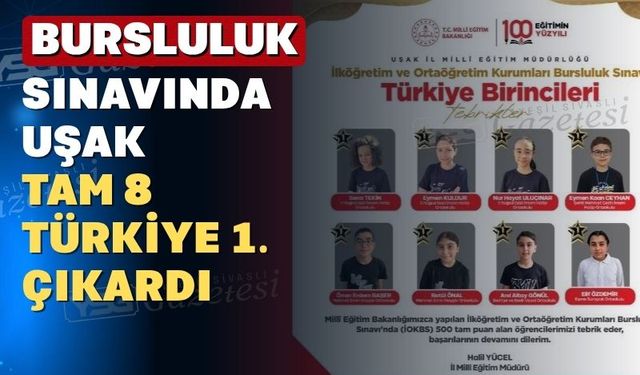 Bursluluk sınavında başarının adresi Uşak oldu