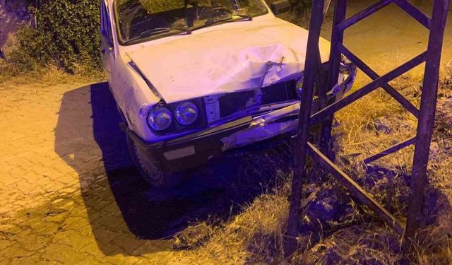 Otomobil elektrik direğine çarptı