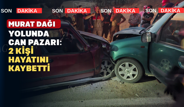 Murat Dağı yolunda 2 araç kafa kafaya çarpıştı