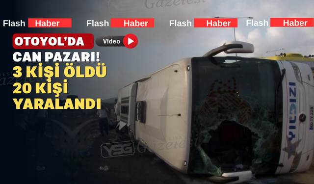 Feci Kaza: Yolcu otobüsü bariyere çarparak devrildi