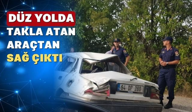Uşak Sivaslı karayolunda takla attı