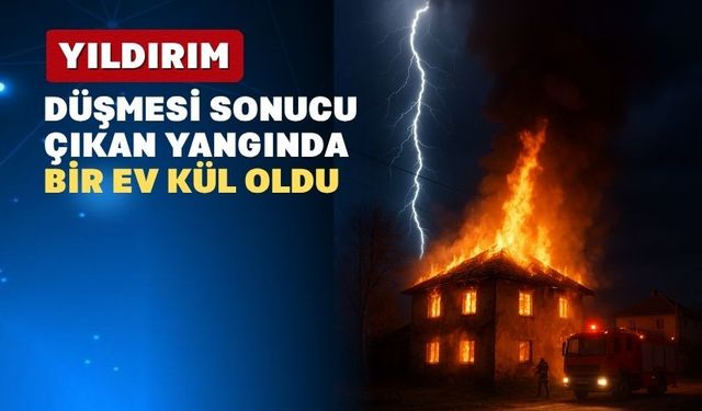 Uşak’ta düşen yıldırım evi kül etti