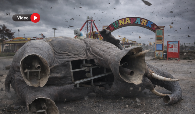 Uşak’taki fırtına fili bile uçurdu