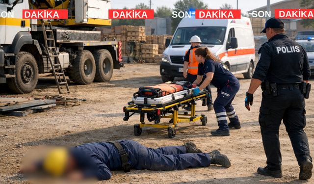 Uşak’ta vinç operatörü vinçten düşerek yaralandı