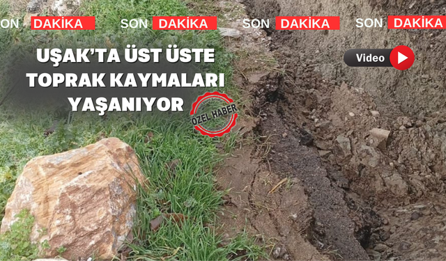 Uşak’ta bir köy yolu daha yağışlardan dolayı kaydı