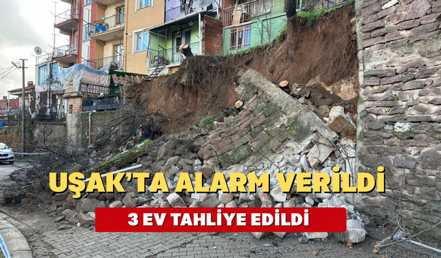 Uşak'ta heyelan yaşandı: istinat duvarı çöktü