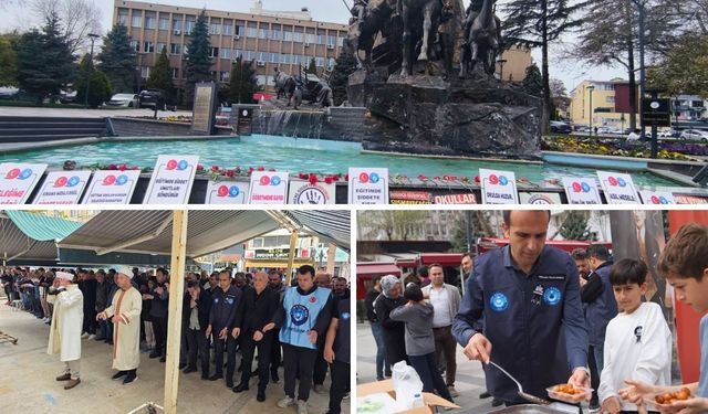 TES Uşak Şubesi Lokma Döktürüp Gıyabi cenaze namazı Kıldı