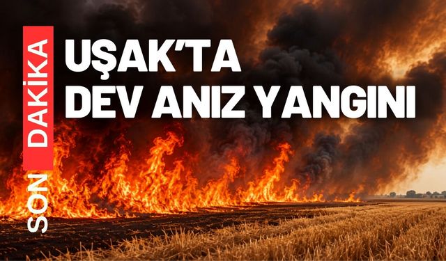 Uşak’ta Çok büyük bir anız yangını başladı