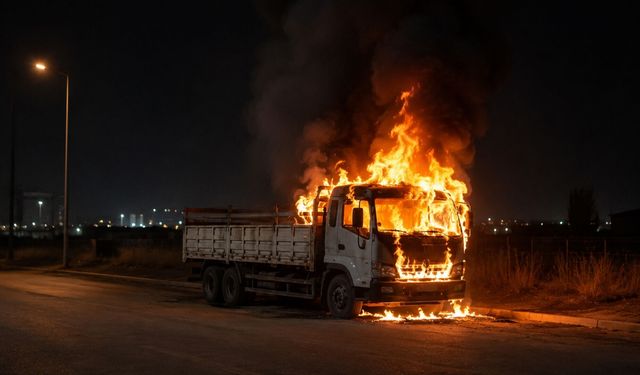 Uşak'ta Malzeme Yüklü Kamyon Küle Döndü