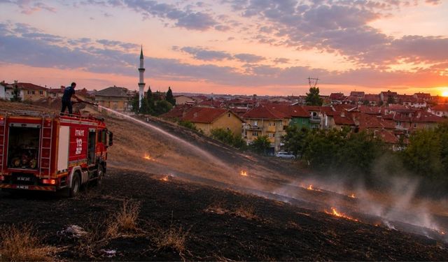 Uşak Merkezde Otluk Alanda Yangın Çıktı