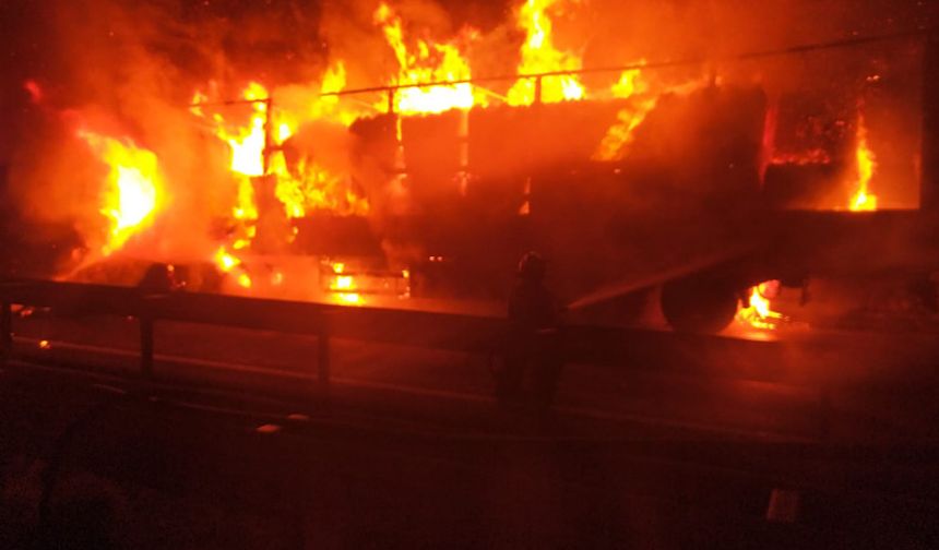 Uşak İzmir yolunda Tır yangını