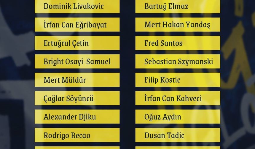 Fenerbahçe’nin Samsunspor maçı kamp kadrosu belli oldu