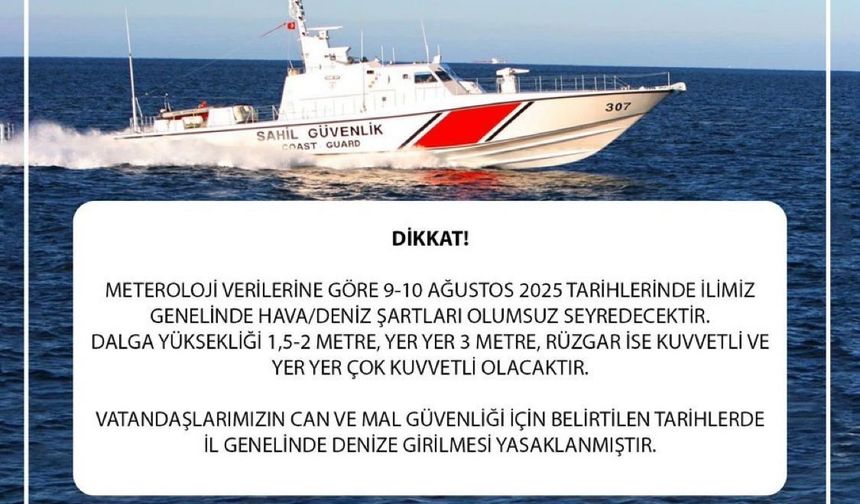 Bu şehirde hava şartları nedeniyle denize girmek yasaklandı