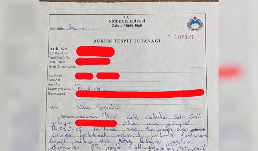 O ilde yere tüküren vatandaşa ceza kesildi
